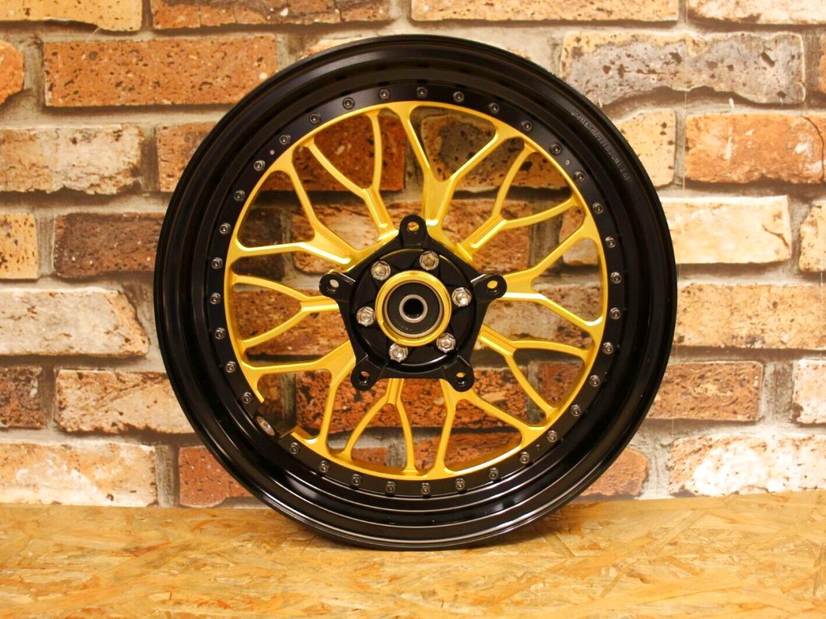 画像3: 80,000ポイントバック！NCY 2ピース鍛造ホイール N-23 前後セット （ブラック×ゴールド） [4/5型シグナスX・2型BW'S125] (3)