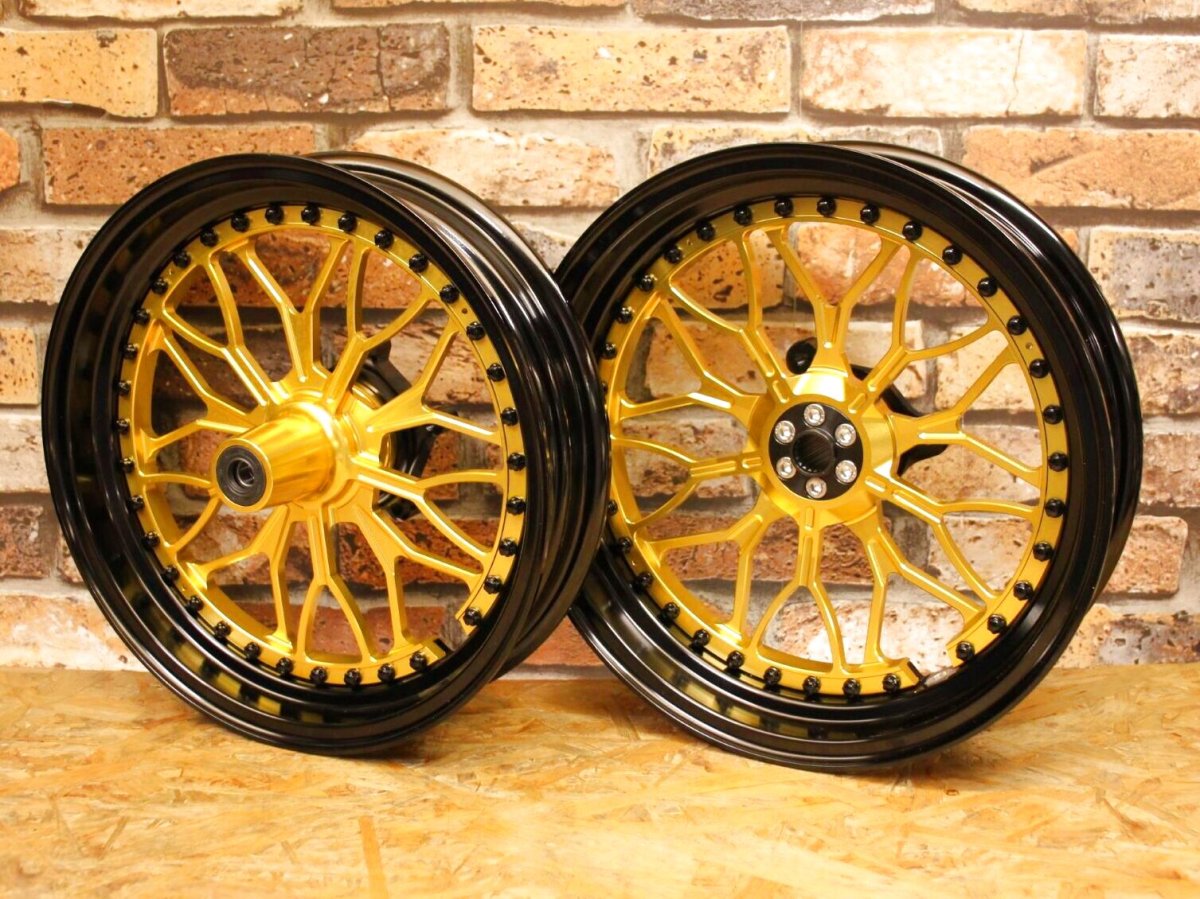 画像2: 80,000ポイントバック！NCY 2ピース鍛造ホイール N-23 前後セット （ブラック×ゴールド） [4/5型シグナスX・2型BW'S125] (2)