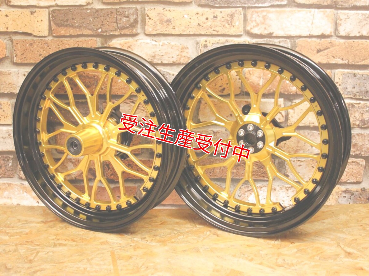 画像2: 80,000ポイントバック！NCY 2ピース鍛造ホイール N-23 前後セット （ブラック×ゴールド） [4/5型シグナスX・2型BW'S125] (2)