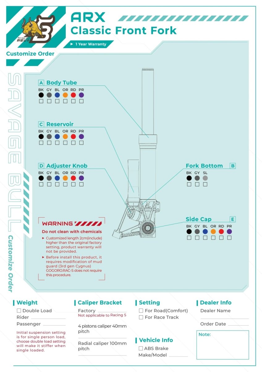 画像14: Savage Bull ARX-CLASSIC フロントフォーク［グリファス/X FORCE/マジェスティS］ (14)